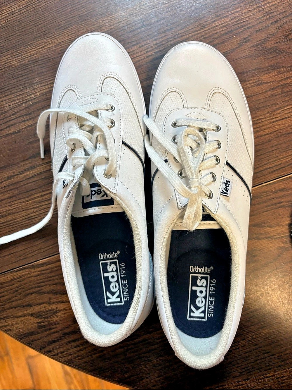 Keds Pursuit Leather Lace Up White Sneakers